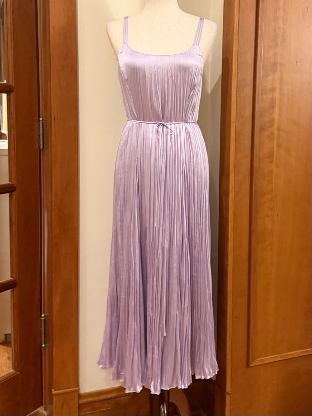 Vince Lavender Pleated Maxi Dress with Tie Waist